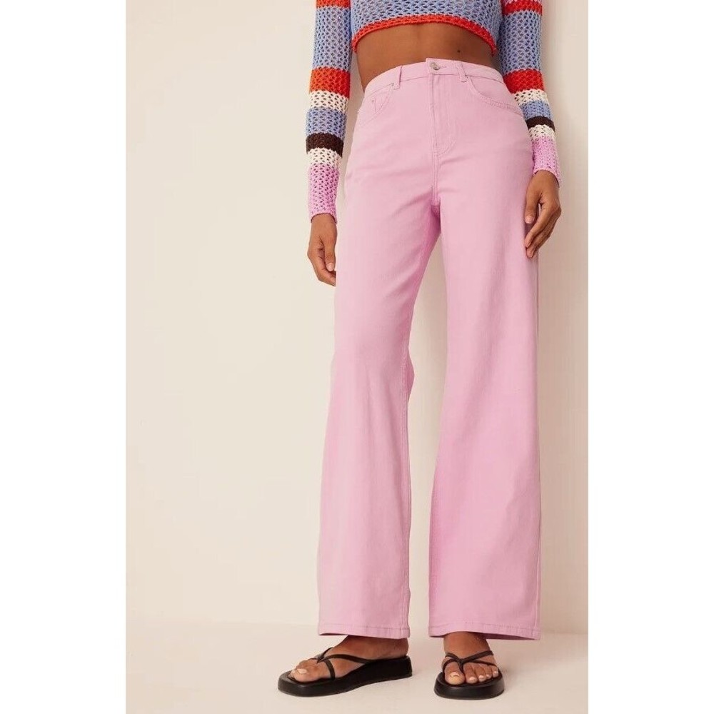 NWT ROMEE STRIJD X NA-KD High Waisted Wide Leg Denim In Light Pink Size 2 (32)